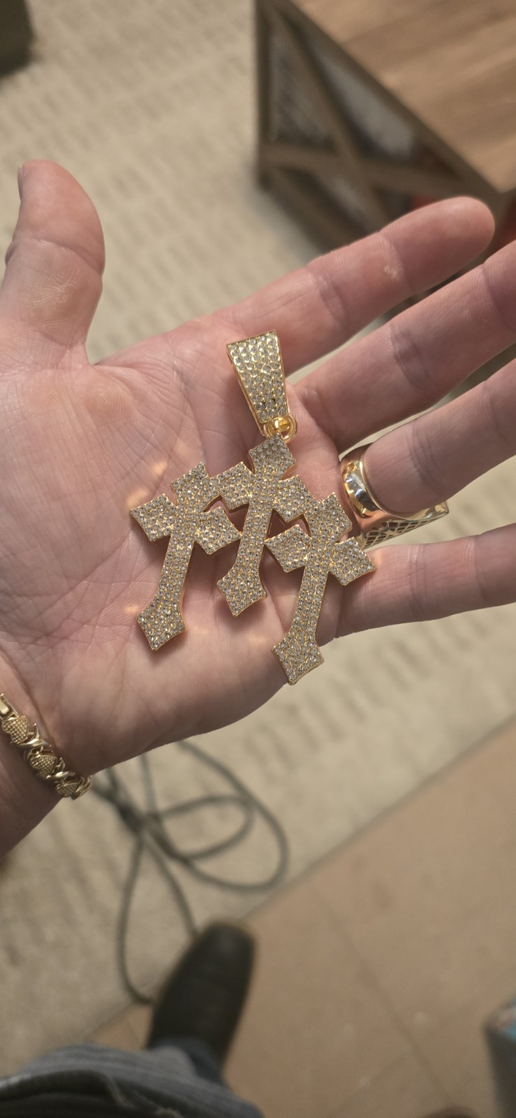 Gold Triple Cross Cz Cross Pendant Hip Hop – Religious