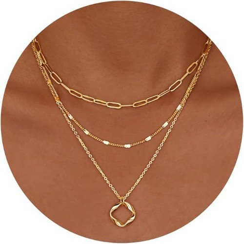 New exquisite 14K gold-plated fashion bow paperclip pendant necklace