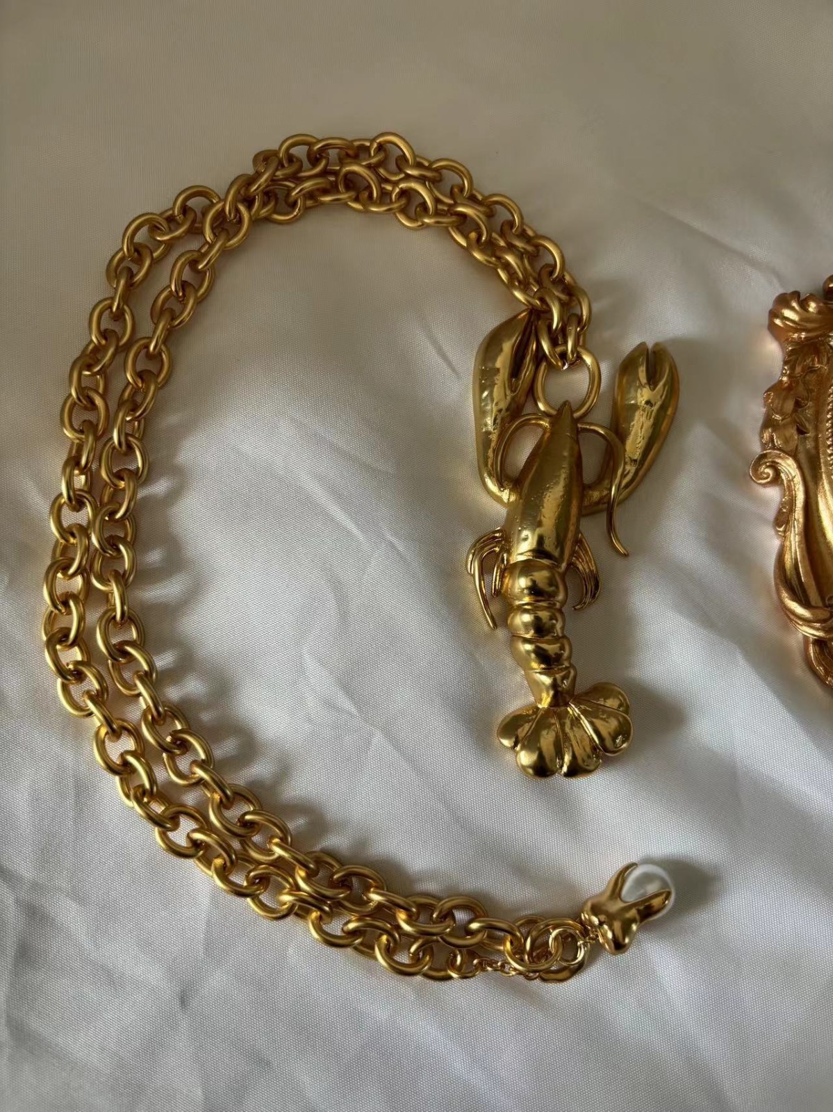 Schiaparelli Women Fashion 18K Gold Grand Lobster Necklace Pendant
