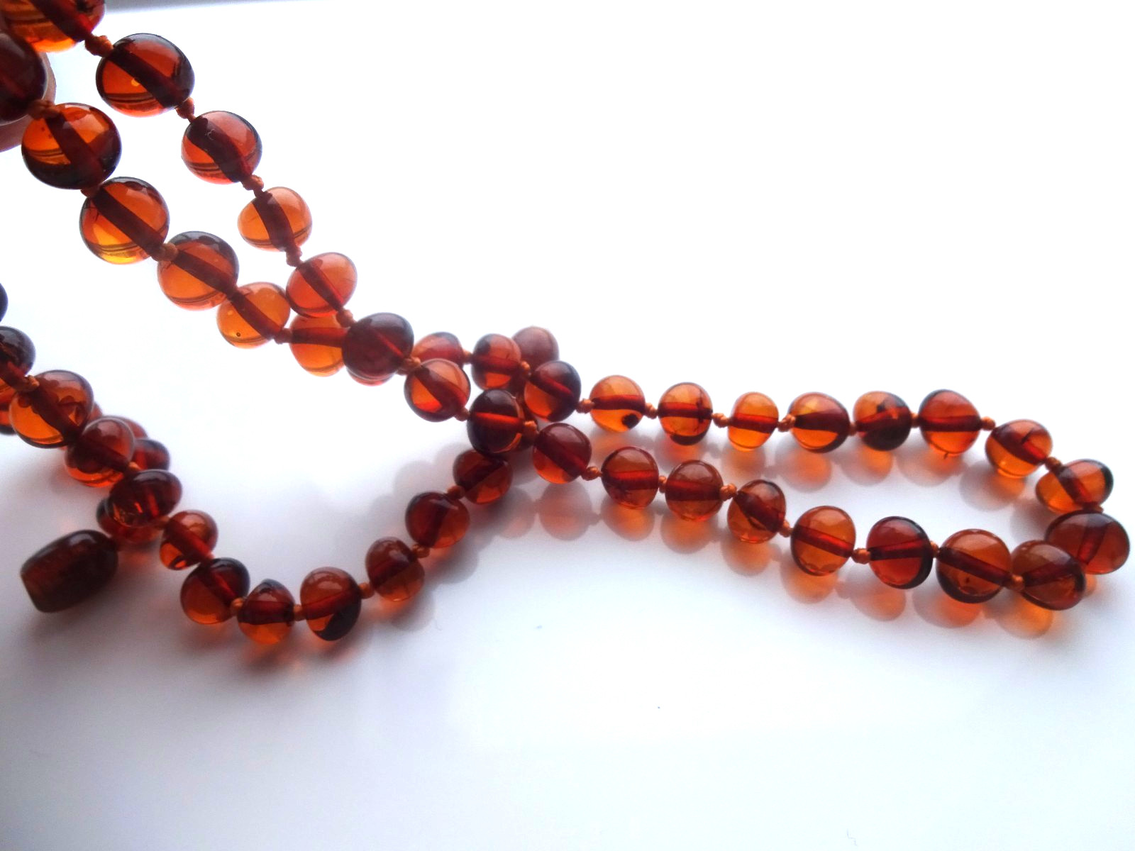 Natural BALTIC AMBER Necklace Round Beads Cognac Color 19” 50cm