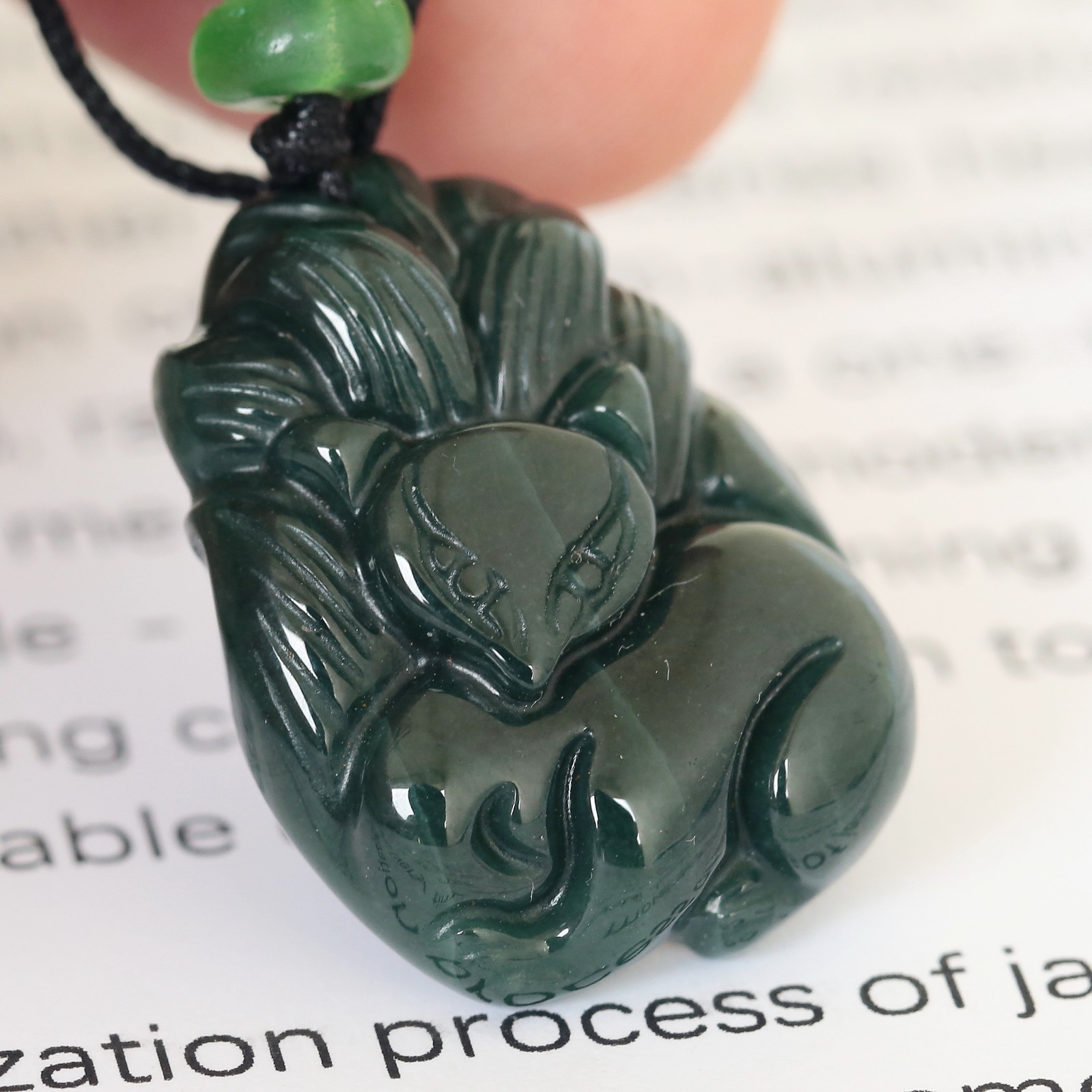 Video Certified Green Burma 100% Natural Jadeite Fox Pendant Type A Jadeite 灵瑞天成
