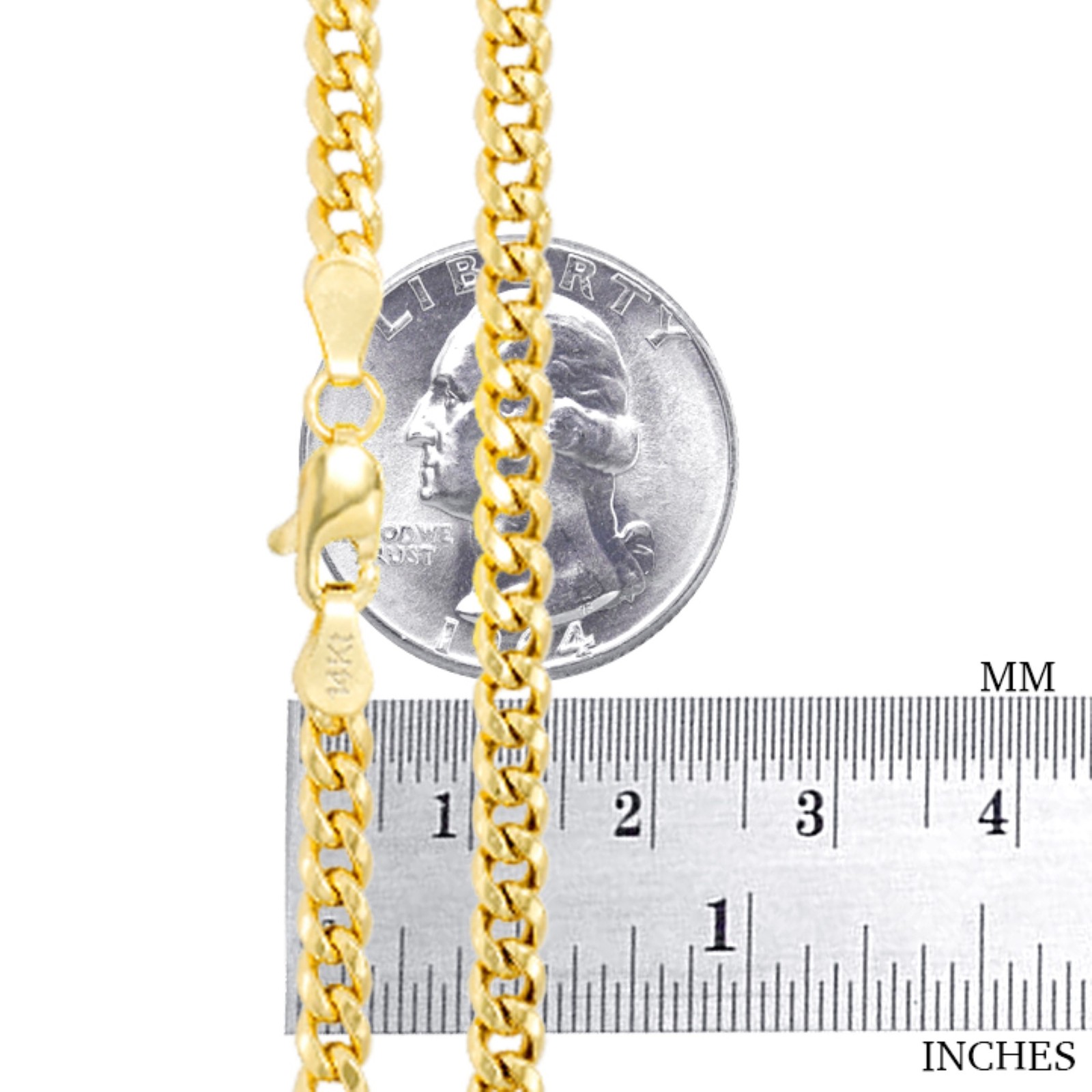 14K Yellow Gold Solid 3.5mm Miami Cuban Link Chain Bracelet Mens Womens 7″ 8″ 9″