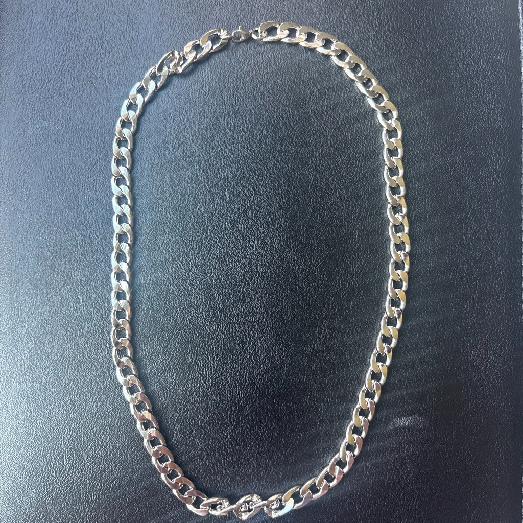 8mm Stainless Steel Cuban Link Chain Necklace Silver 21in 55cm Men Women