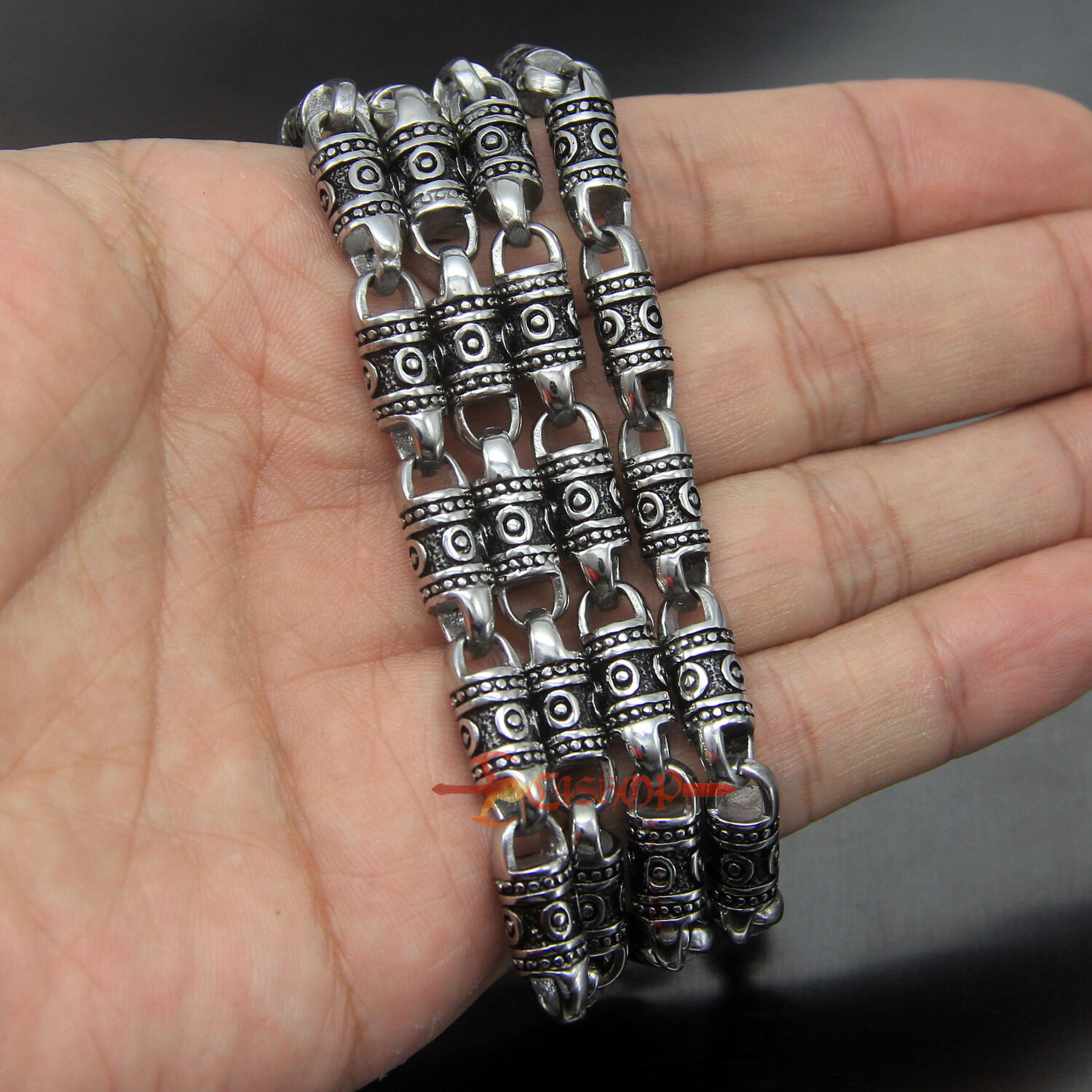 Retro Silver Stainless Steel Tibetan Tribal Totem Chain Necklace Men’s Women’s