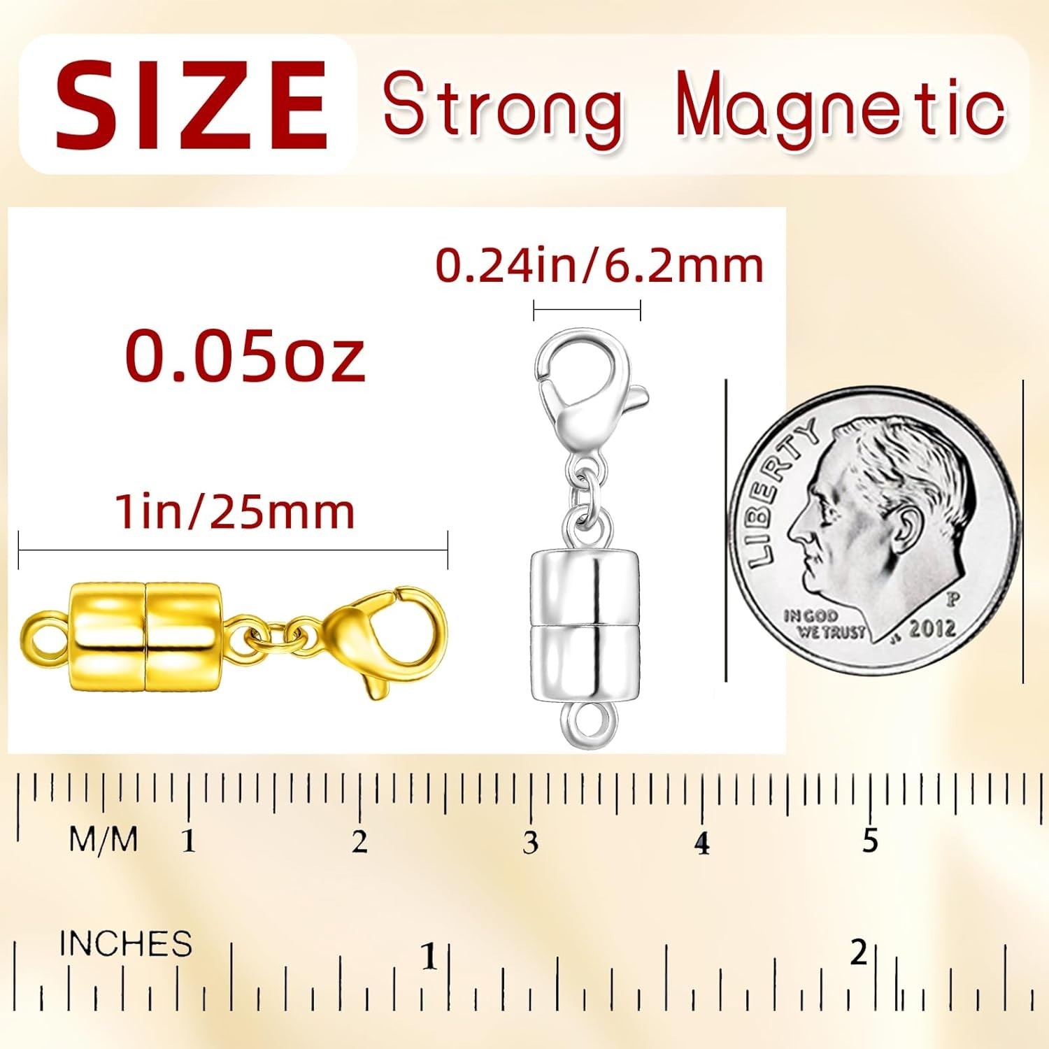 Versatile 14K Gold & Silver Magnetic Clasps for Necklaces & Bracelets – 12PCS