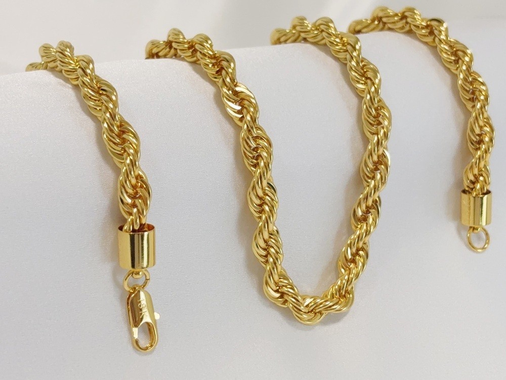 18K Yellow Gold Diamond Cut Rope Chain 8mm NecKlace Mens Womens 26″