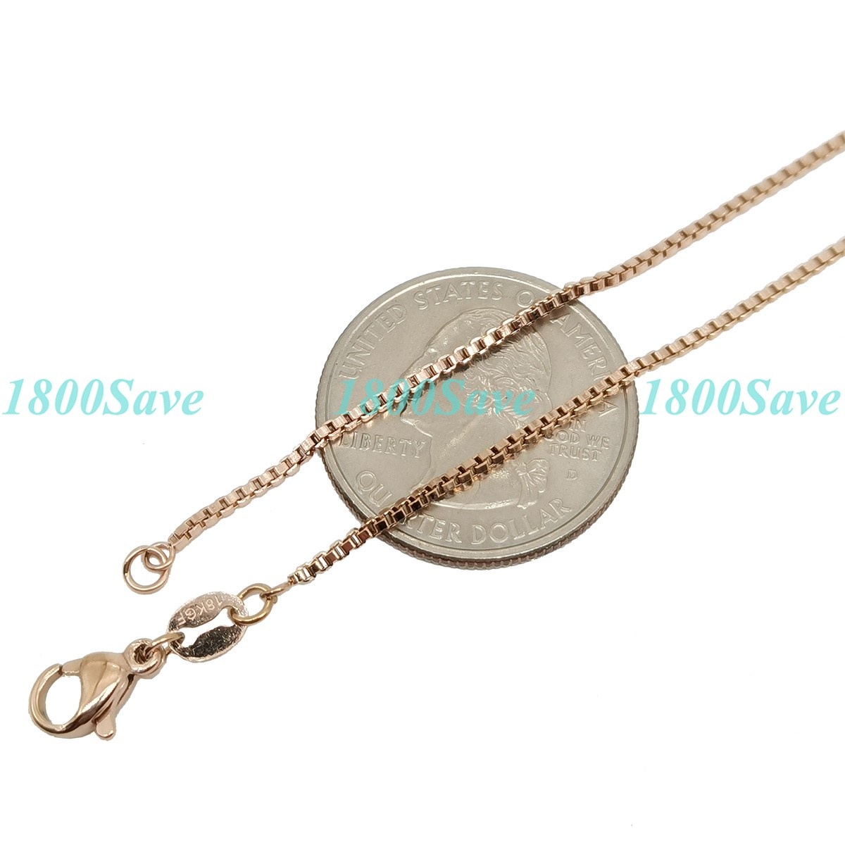 18K Rose Gold Filled Thin Italian Box Chain Necklace 16″/18″/20″/22″/24inch A125