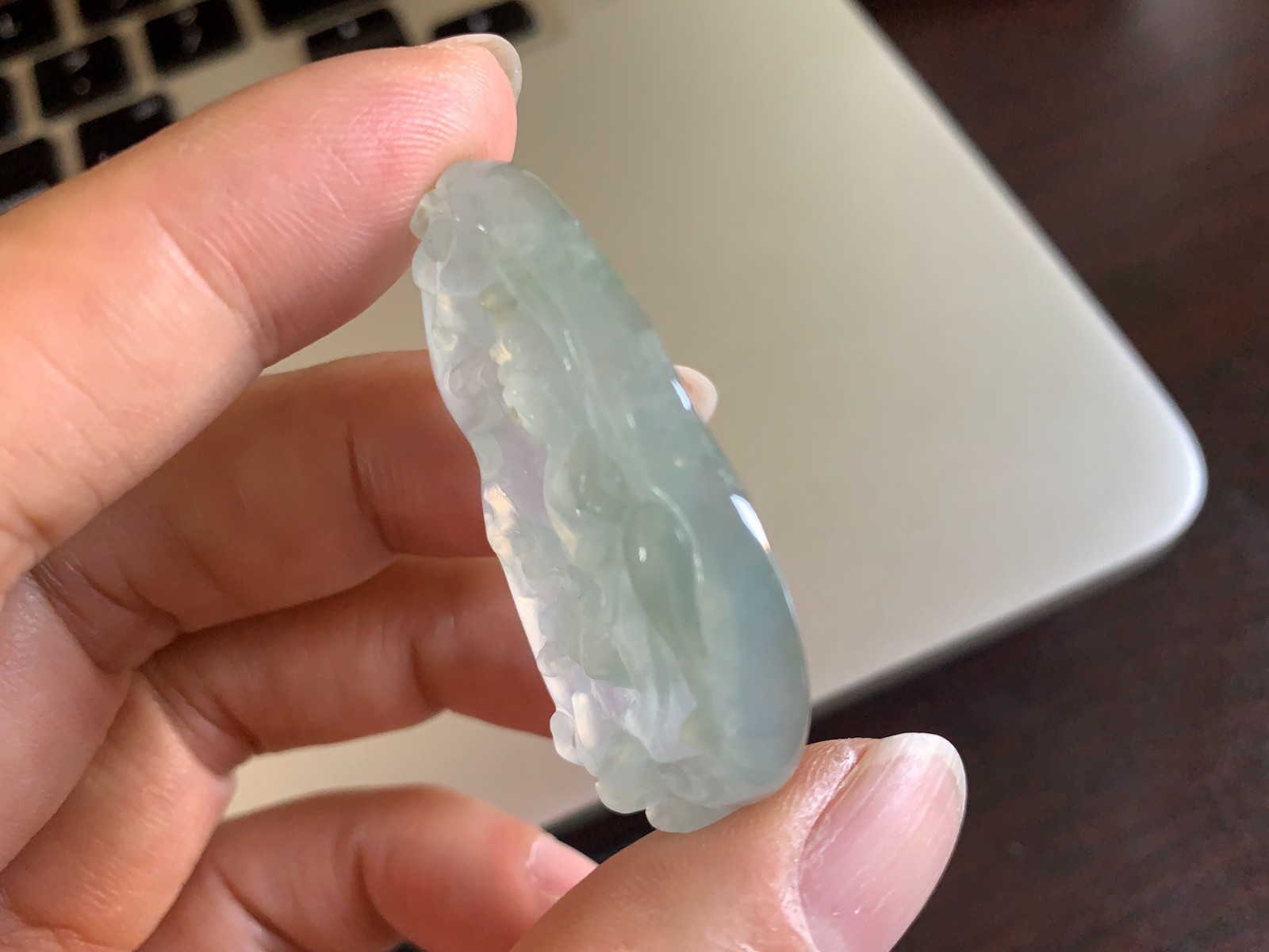 Burmese Natural Ice Jade Jadeite Guan yin Statue Scenery Pendant Jewelry