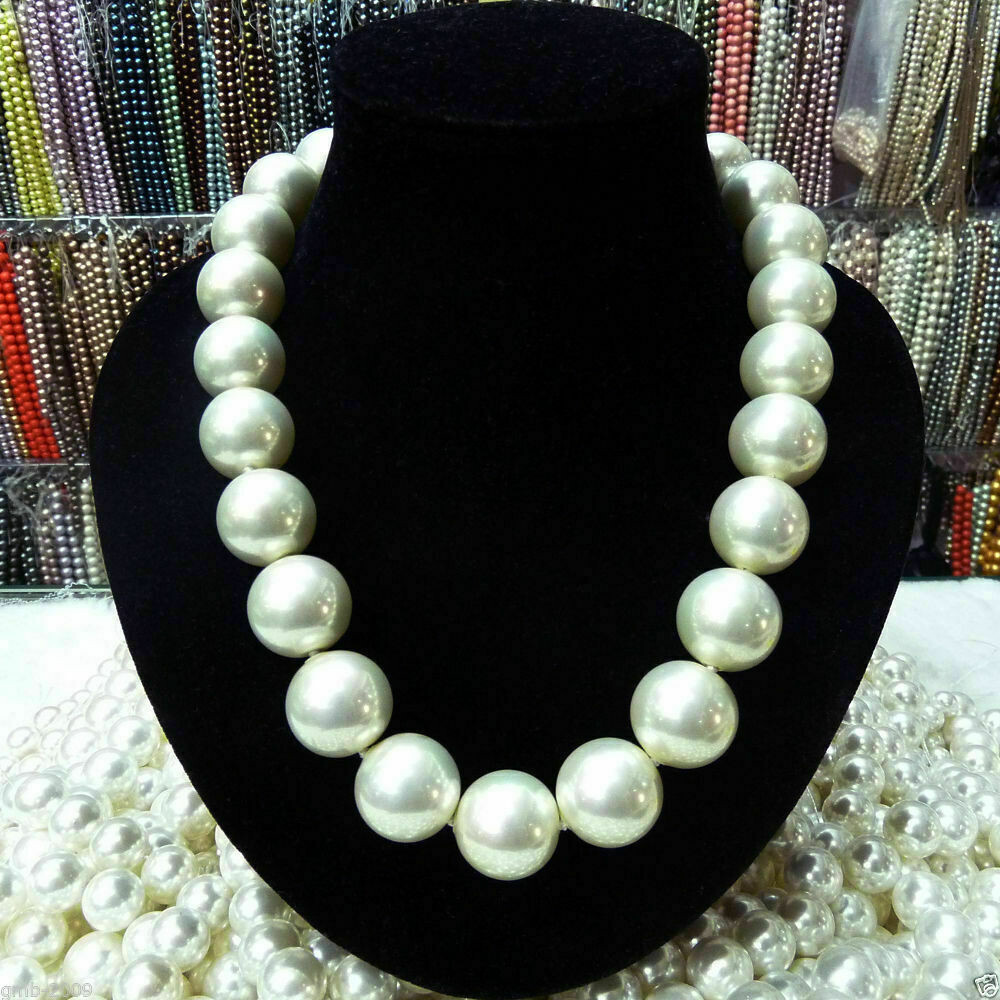Huge 20mm White 100% Real South Sea Shell Pearl Necklace 18-36” AAA