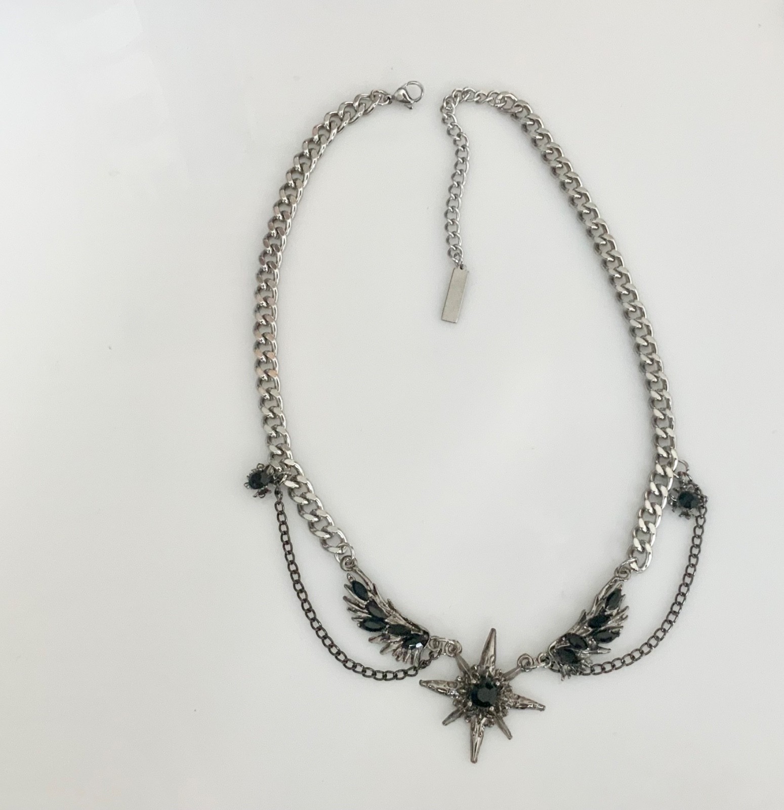 Men’s Star Starburst Wings Necklace Metal Jewelry Goth Punk Stainless Steel