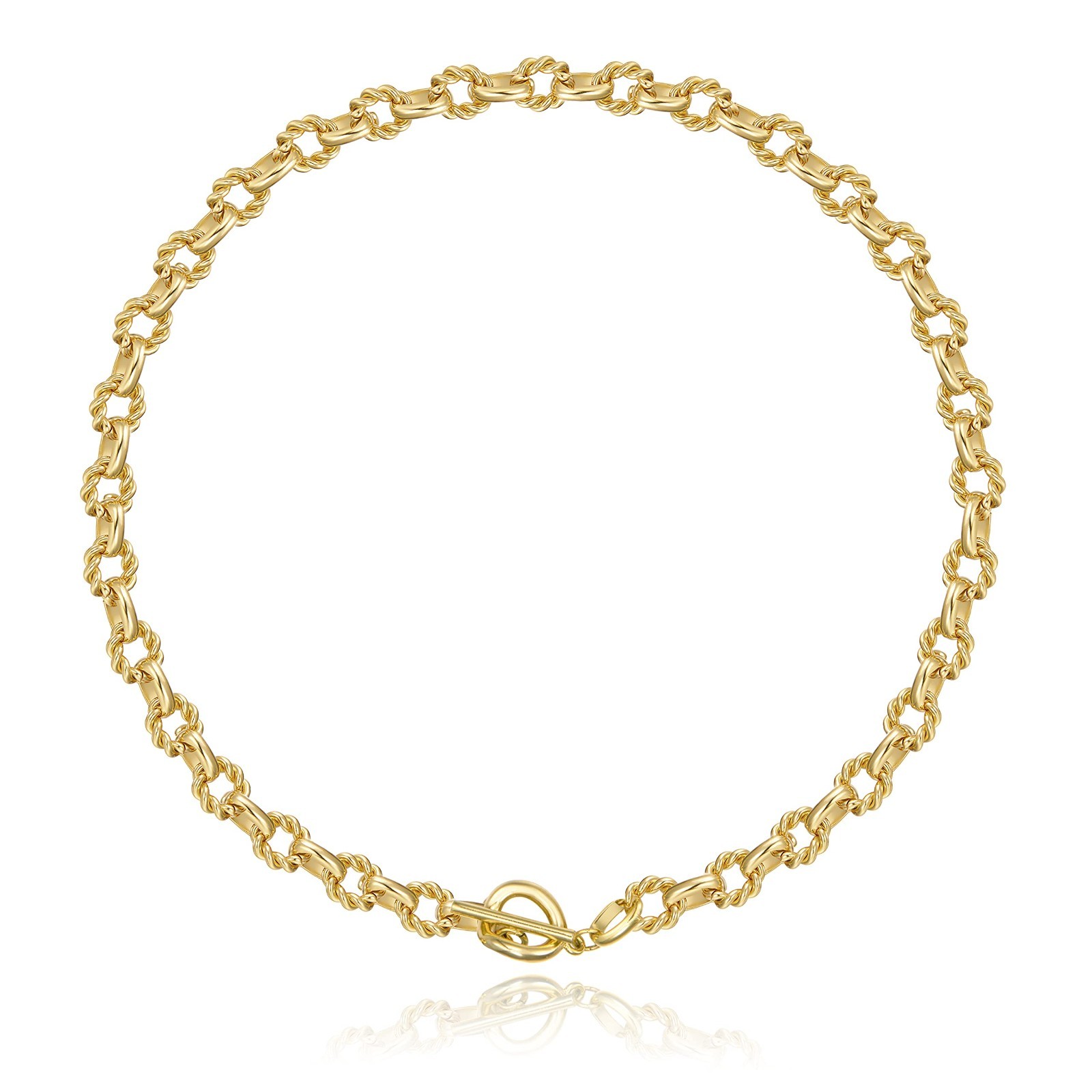 Chunky Gold Choker Necklace for Women – 18K Plated Twisted Oval Link Chain Jewel