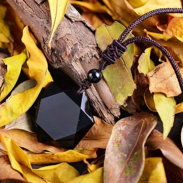 Genuine Obsidian Hexagon Pendant Talisman Healing Protection Chakra Men Necklace