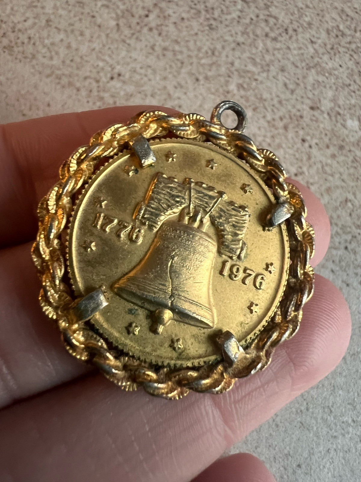 Liberty Bell Coin Pendant For Necklace Or Charm 1776 1976 Has Wear Read C6