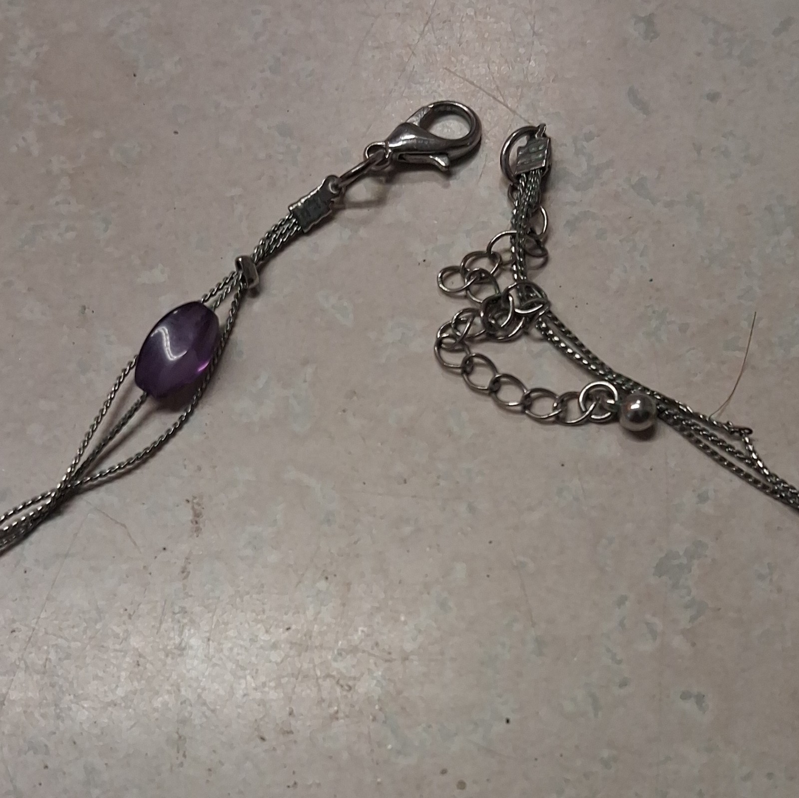 Silver Tone Filigree Round Medallion Pendant Necklace, Purple Beads, Snake