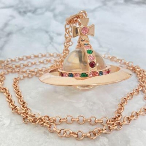 【In Box/Drawstring】Medium Orb Necklace Pink Gold Top 6.5cm