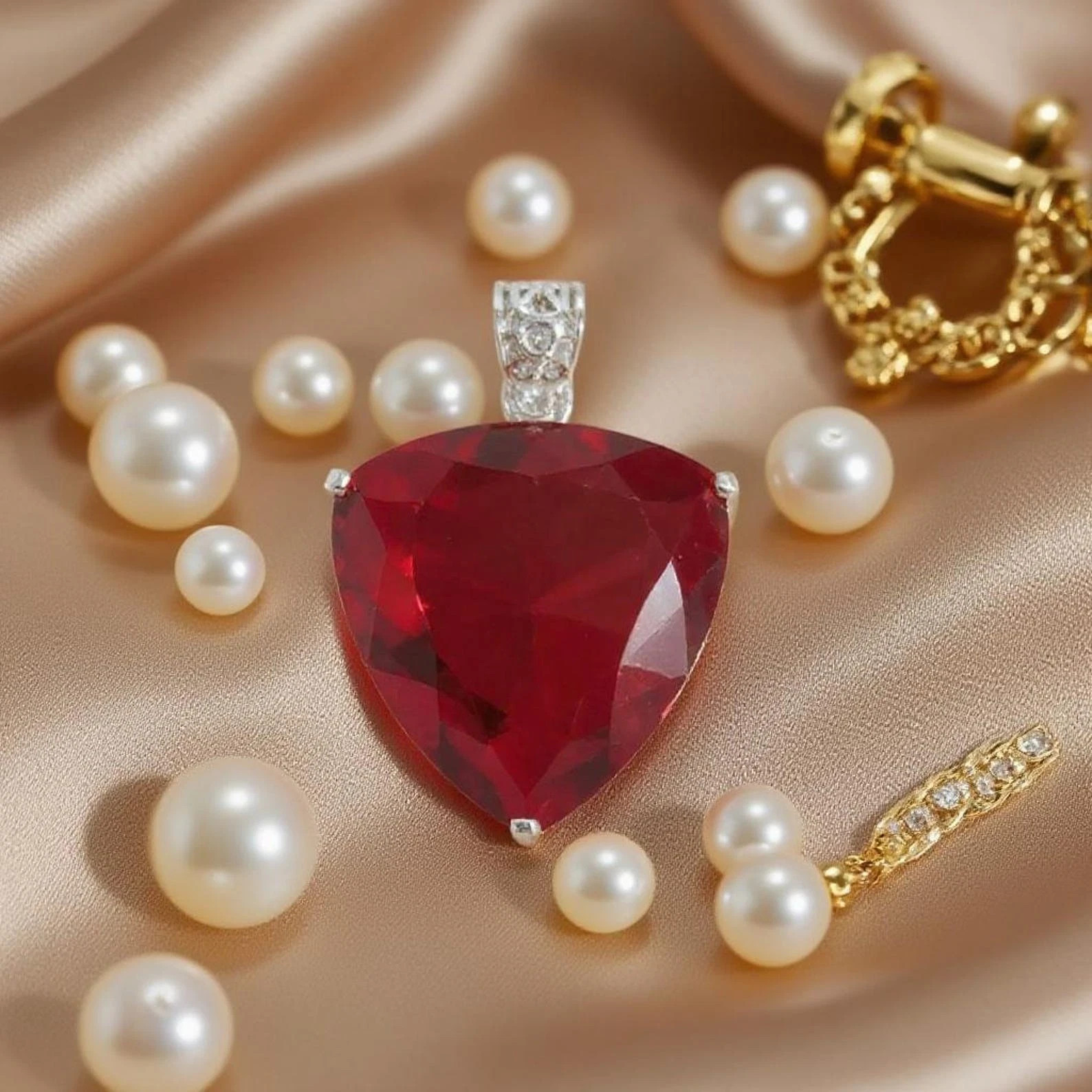 37 Ct Natural Ruby Trillion Necklace Silver Jewelry Handmade loose Gemstone