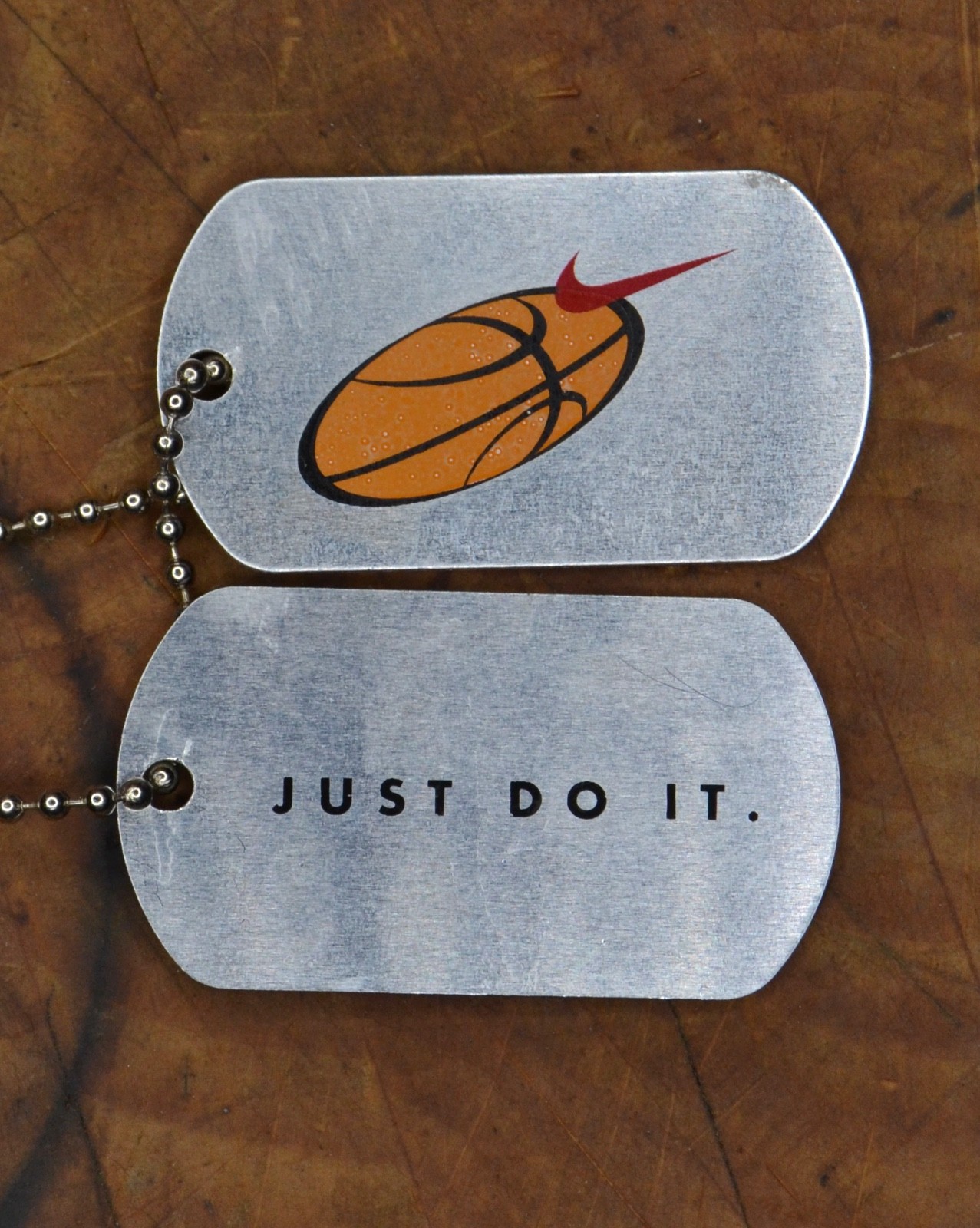 Rare Nike Just Do it Basketball swoosh Dog Tag Pendant Metal Chain Necklace #1