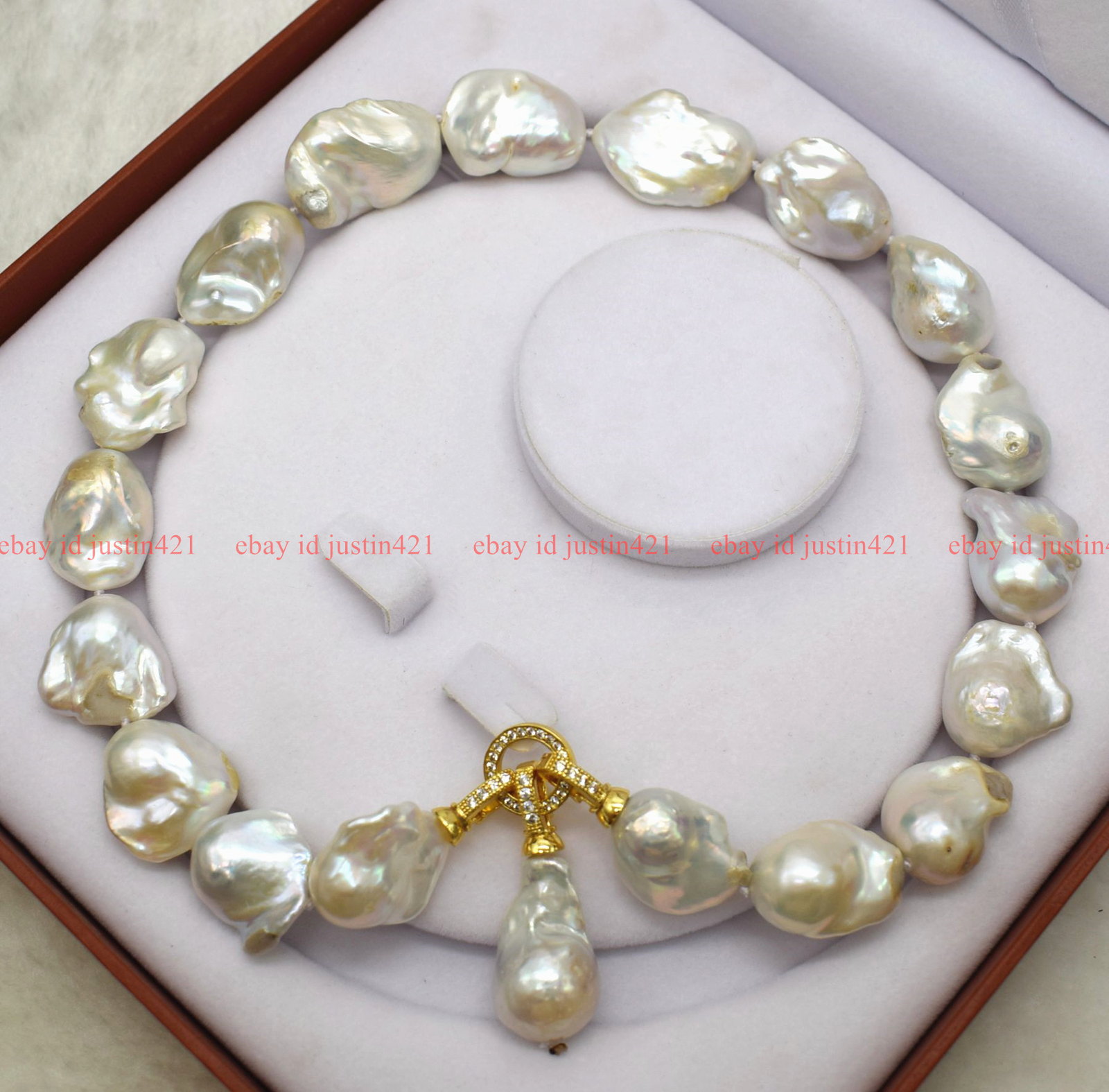 Huge 15x20mm Natural White Baroque Freshwater Cultured Pearl Pendant Necklace