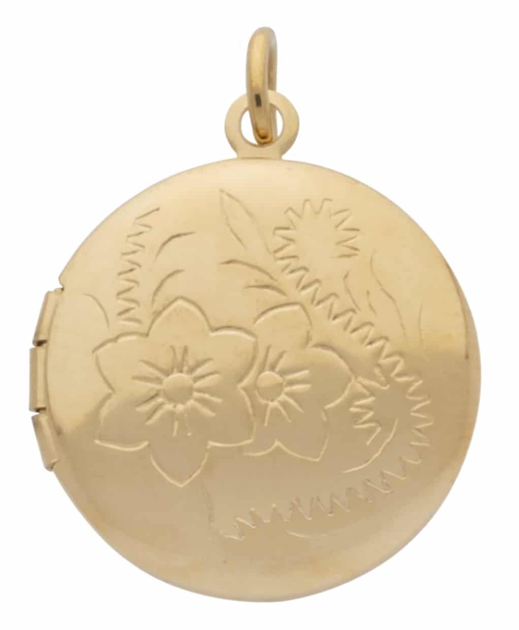14k Gold GL ROUND Hand Engraved Opening Pendant Keepsake Locket | LIFETIME GUAR