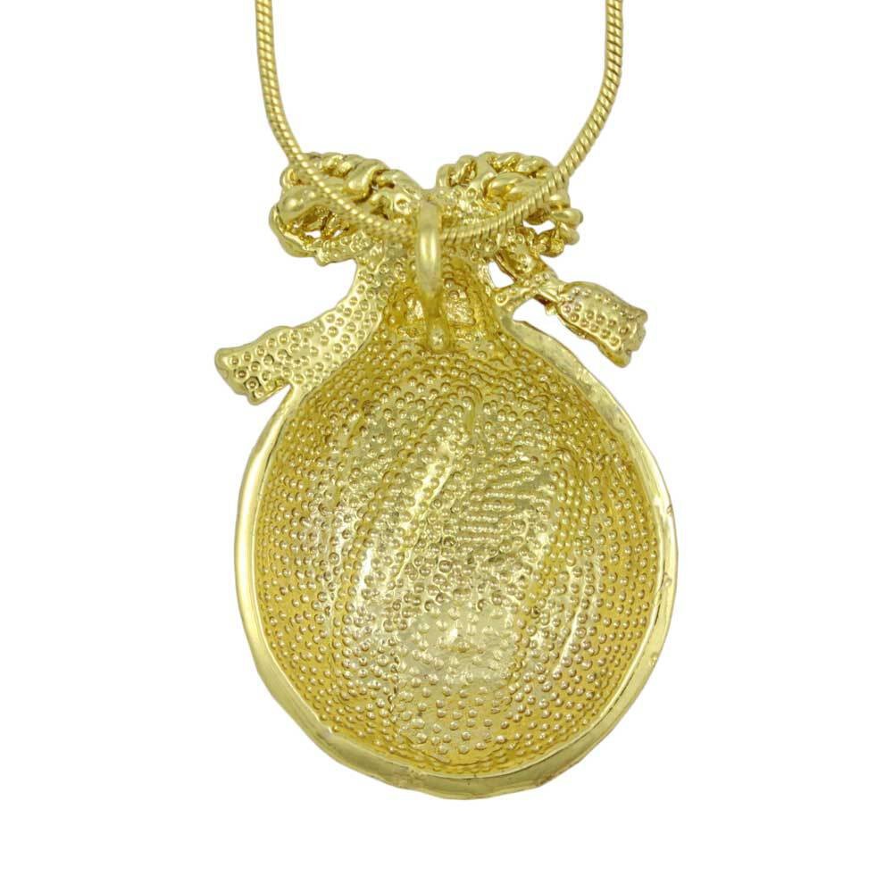 Red Christmas Ornament Pendant on Gold Chain – XP348N