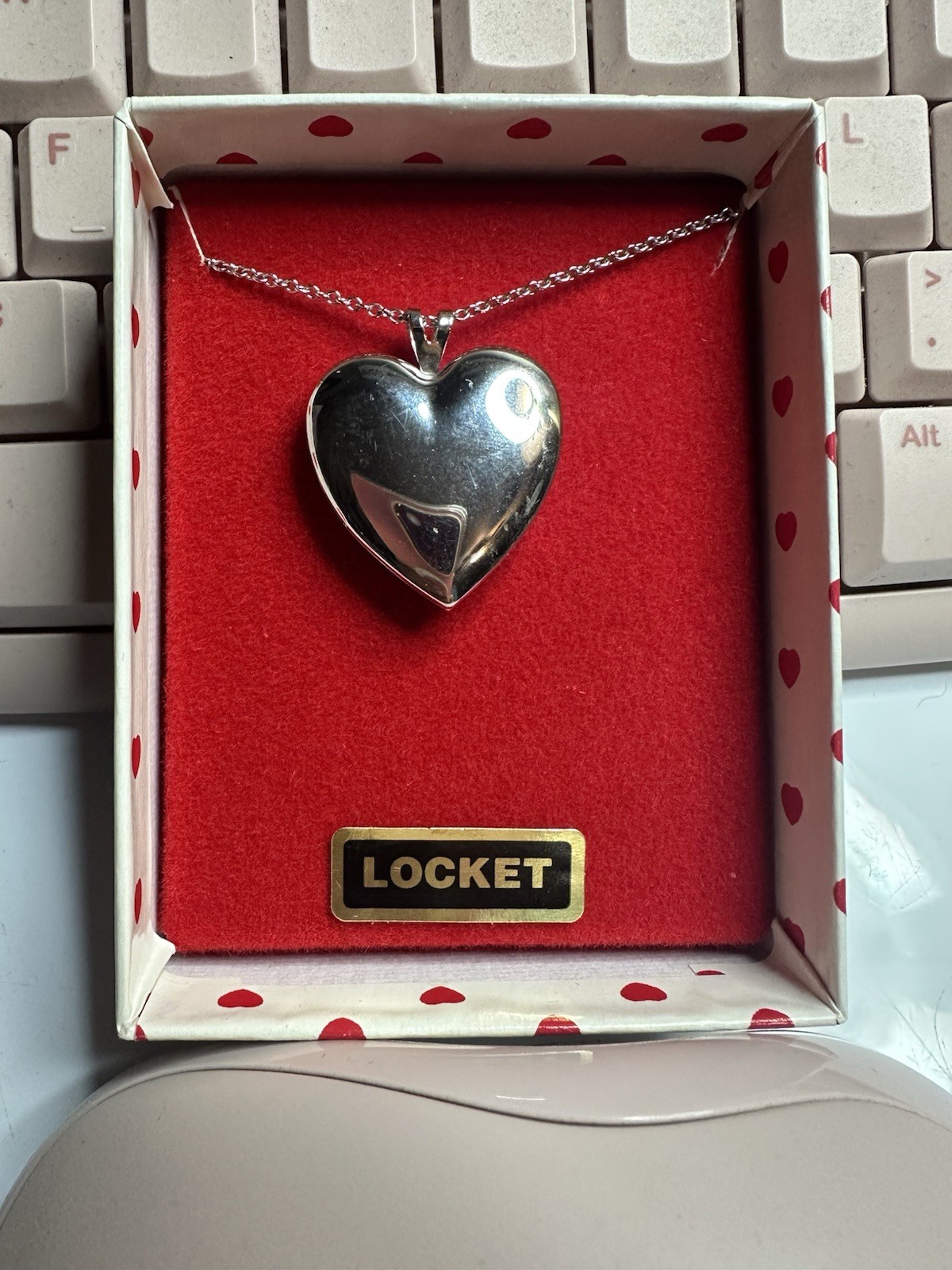 Heart Locket Necklace 24 Inch, .925 Sterling Silver