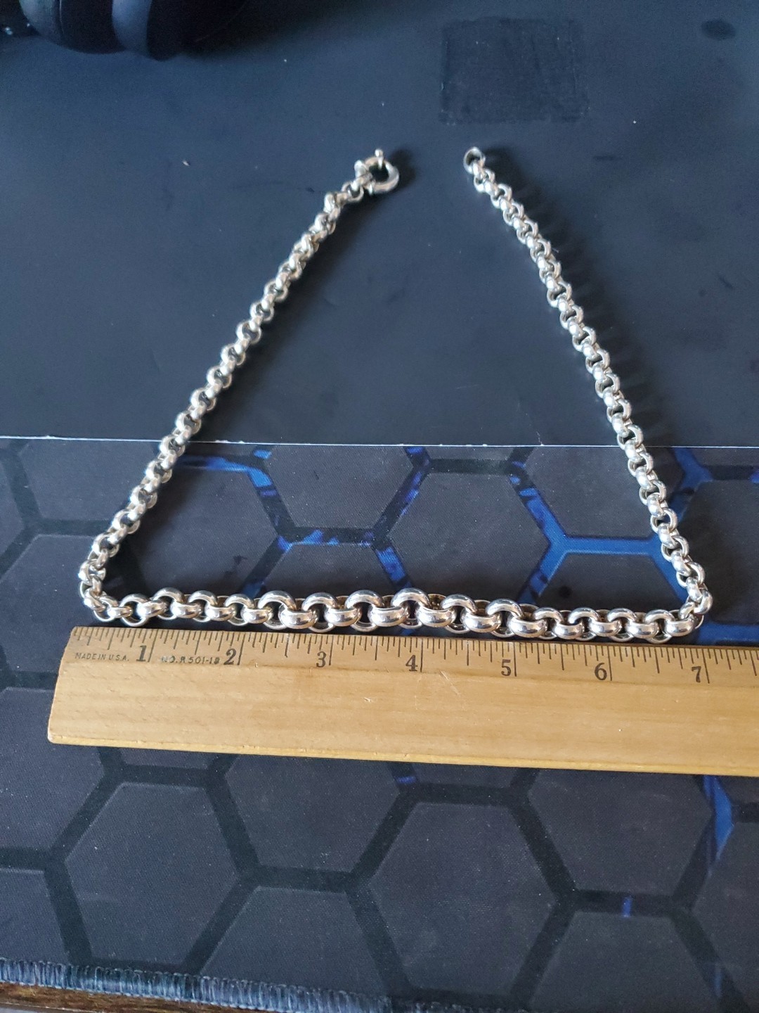 Vintage Rolo Chain 22 INCH Necklace Real Solid 925 Italy,b