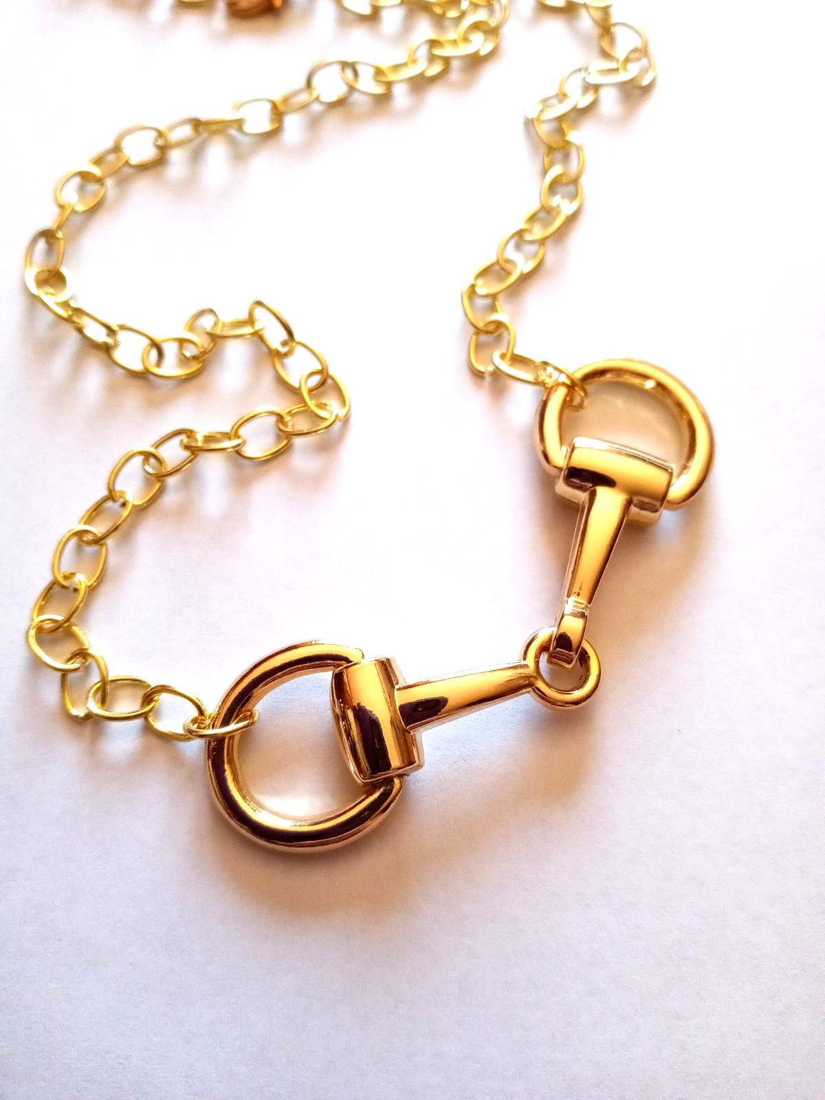 Your Choice Gold or Silver Equestrian Horse Snaffle Bit Necklace *Medium Size