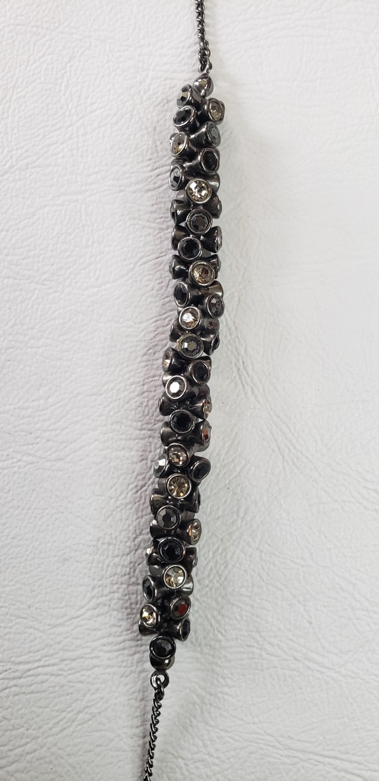 Fossil Necklace Gunmetal Finish with Black, Grey and Clear Crystals