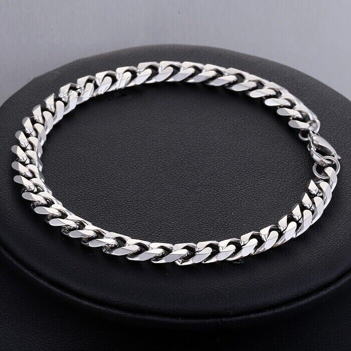 16-36″ Stainless Steel Silver Chain Cuban Curb Womens Mens Necklace 3/5/7/9/11mm