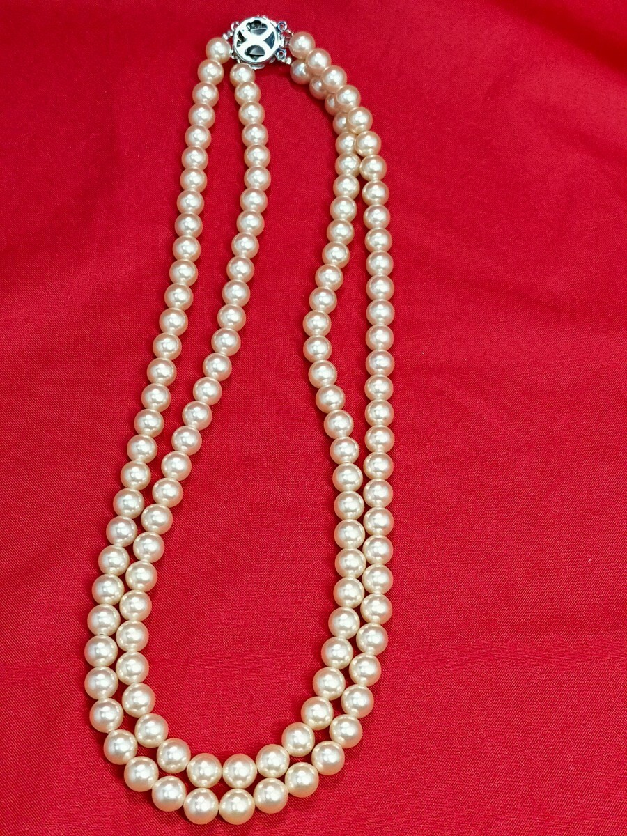 Akoya Genuine Pearl Necklace Pink 6.9mm-7.2mm Silver Fittings 46cm From Japan