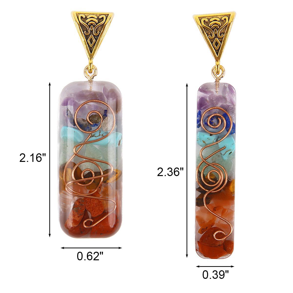 Natural Stone Orgonite Pendant 7 Chakra Healing Energy Reiki Resin Necklace