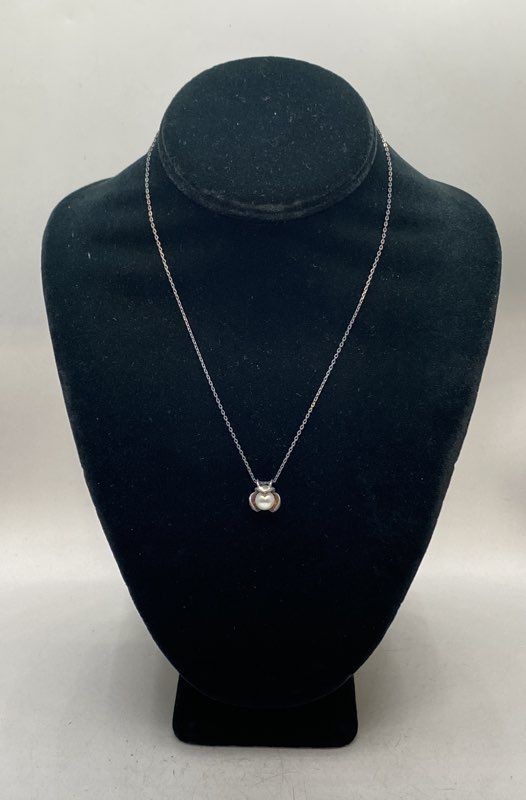 Sterling Silver 925 Necklace Lot 4 Pieces Cross Marquise Pearl Bar 15-18″
