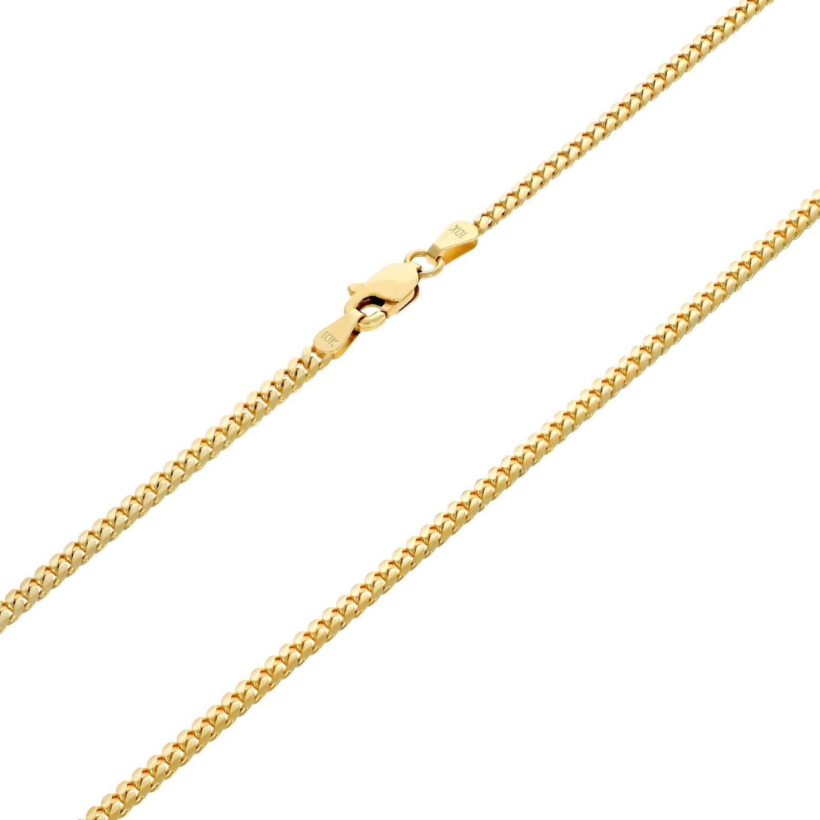 10K Yellow Gold Solid 2.7mm Miami Cuban Link Chain Necklace Lobster Clasp 20″