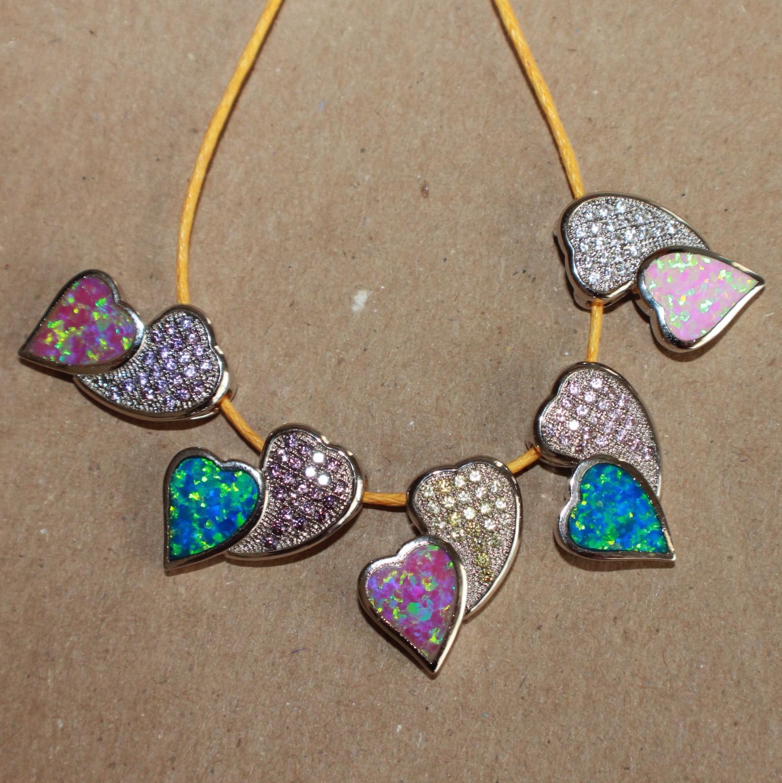 fire opal necklace pendant gemstone silver jewelry cocktail modern petite Heart