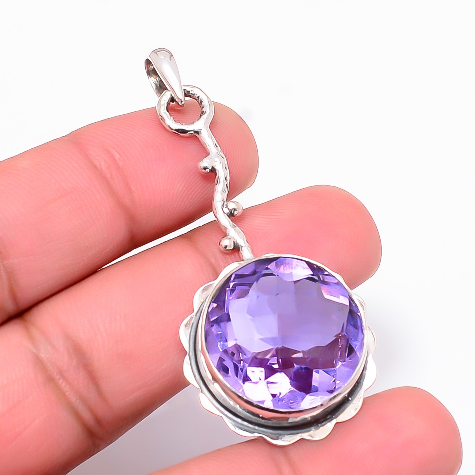 Colour Changing Alexandrite Handmade 925 Sterling Silver Pendant 2.15″ P60