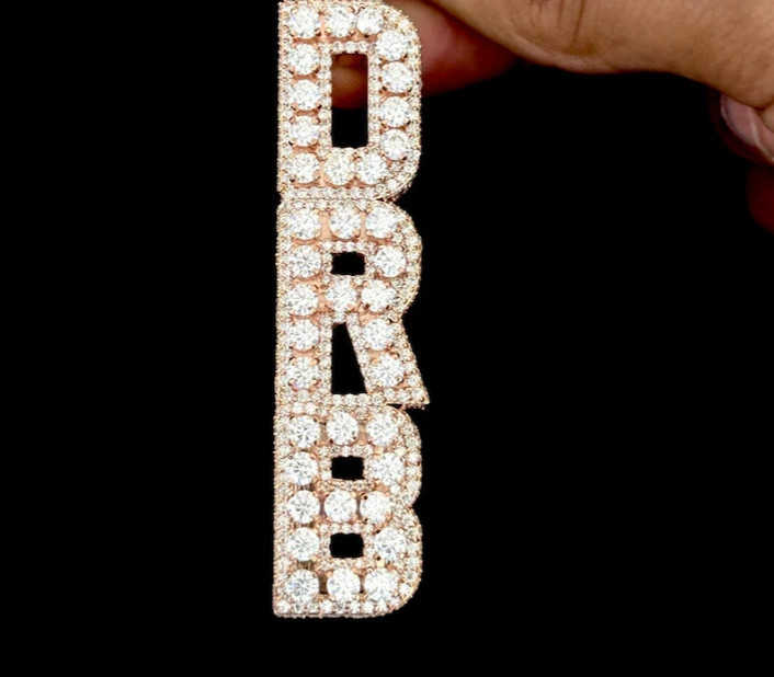 14K Rose Gold Plated Hip Hop Personalize Pendant 5Ct Round Cut Simulated Diamond