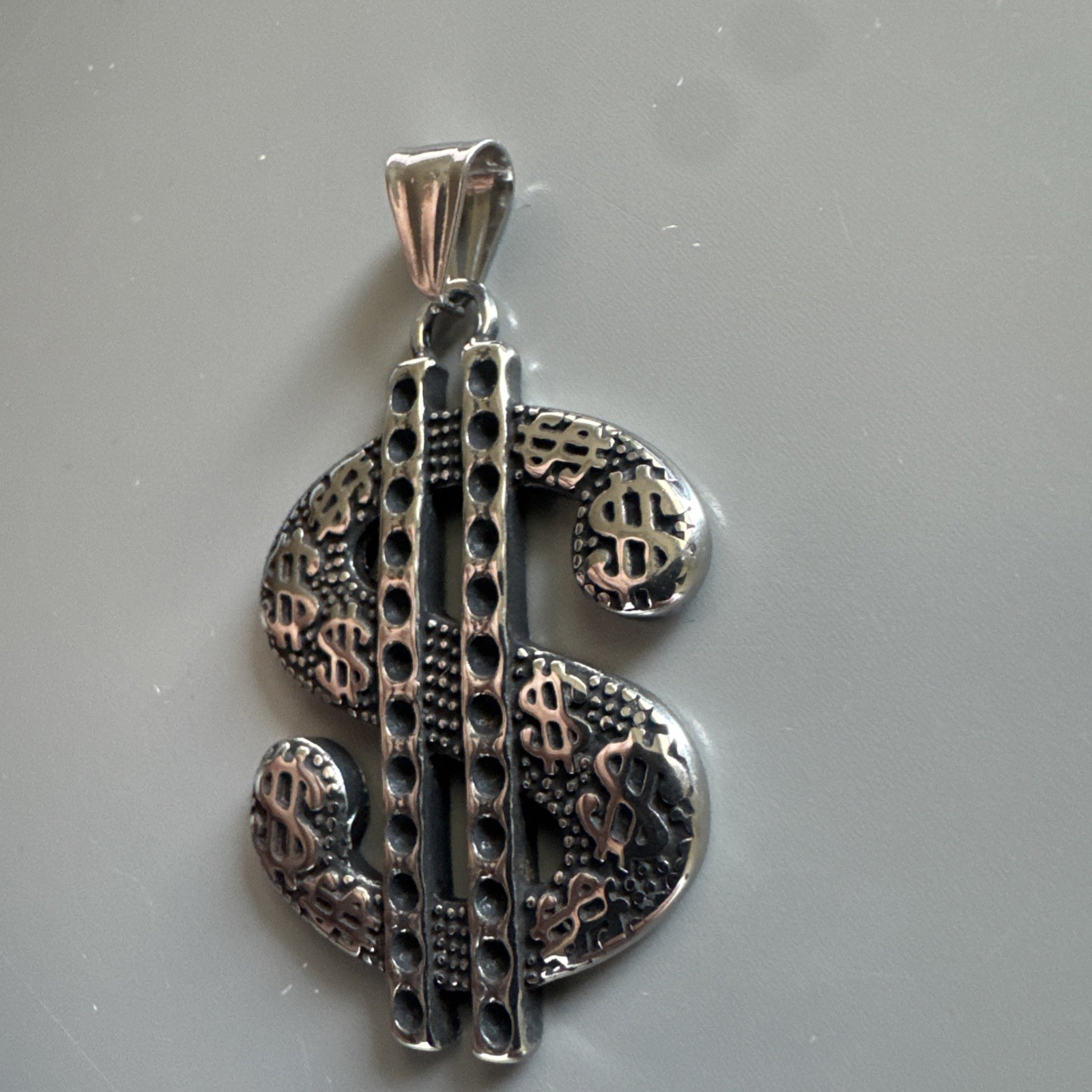 Dollar Sign Stainless Steel Pendant 24 Inch Box Chain Money Gift Hip Hop Trendy