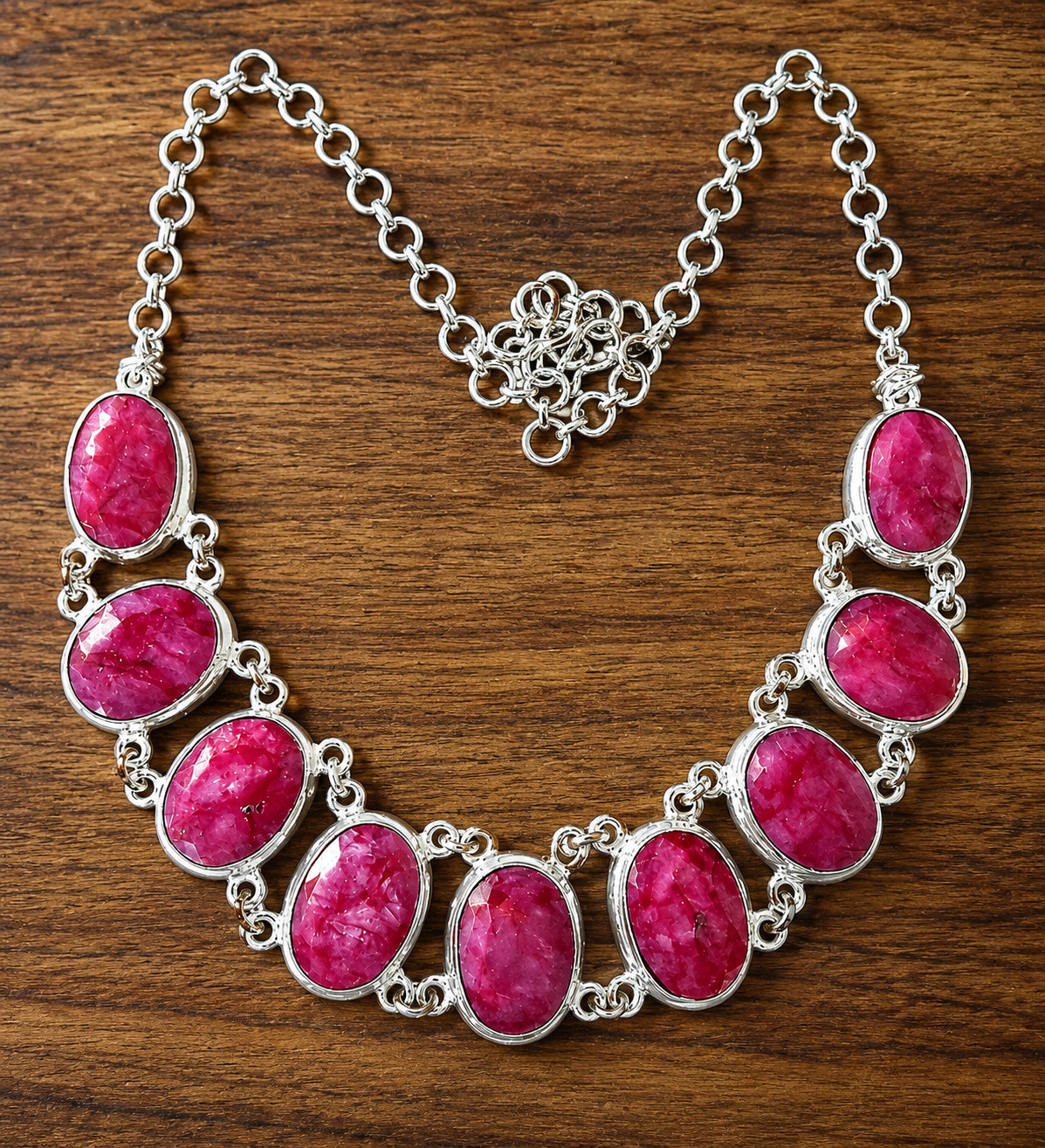 Handmade Ruby Necklace 925 Sterling Silver Antique Vintage Style