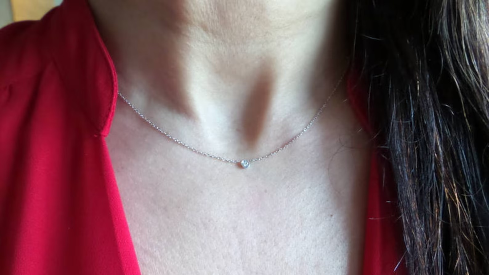 Lab Grown Diamond 0.50 Ct Round EF VS Solitaire Bezel Necklace 14K Yellow Gold