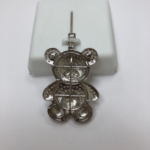 925 Sterling Silver with Cubic Zirconia Teddy Bear Pendant