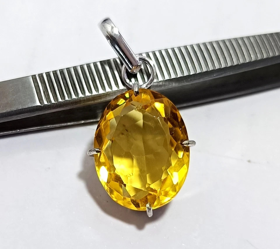 30.85 Ct Oval Cut Natural Citrine Sterling Sliver Pendant – Trending Gemstone