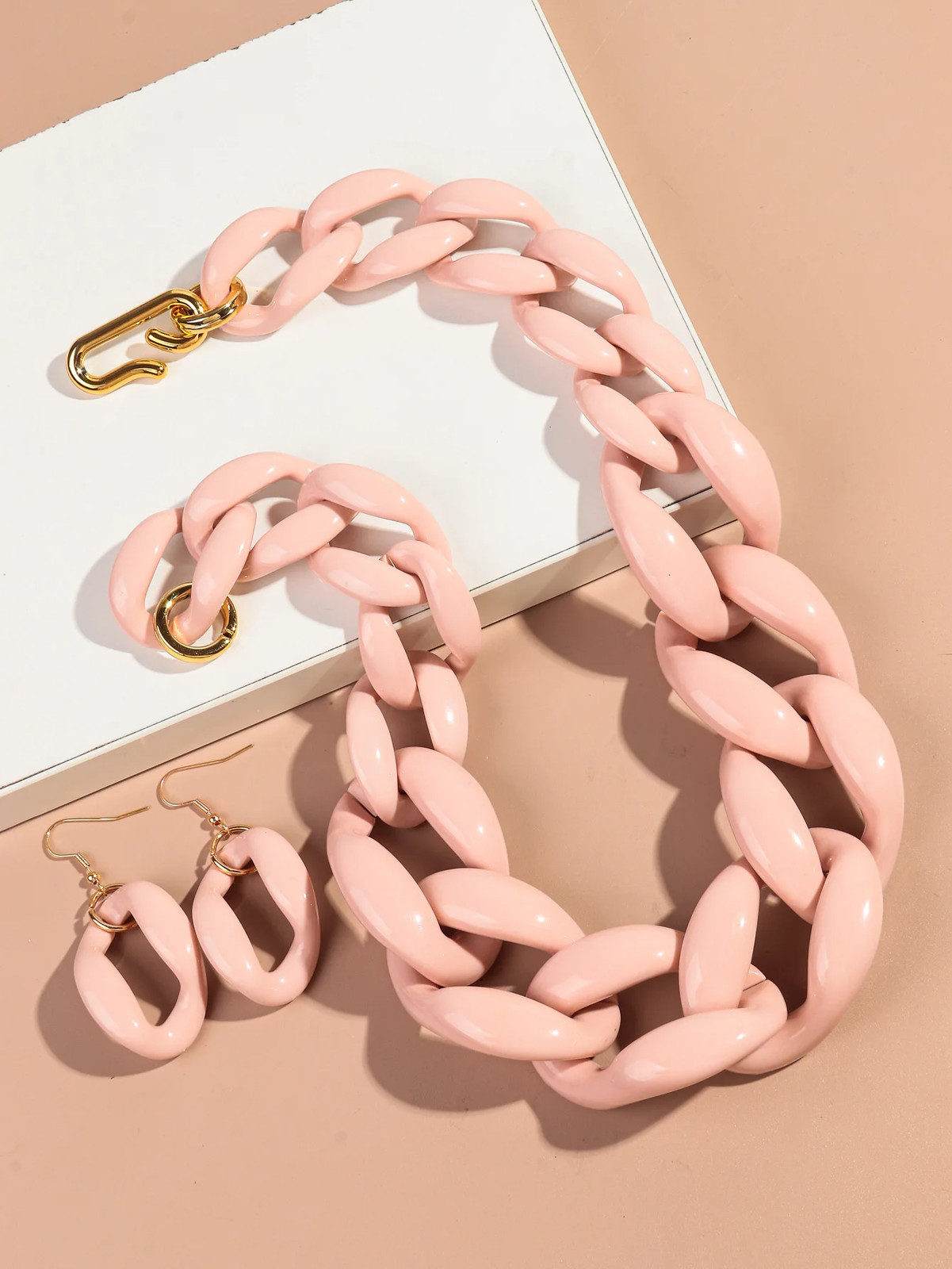 Acrylic Link Chain Necklace Chunky Statement 50cm Party Collar Women Jewelry