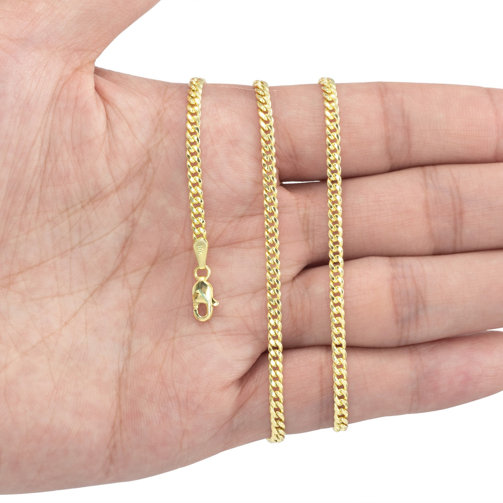 10K Yellow Gold 3mm Miami Cuban Link Chain Bracelet Men Women 7″ 7.5″ 8″ 8.5″ 9″