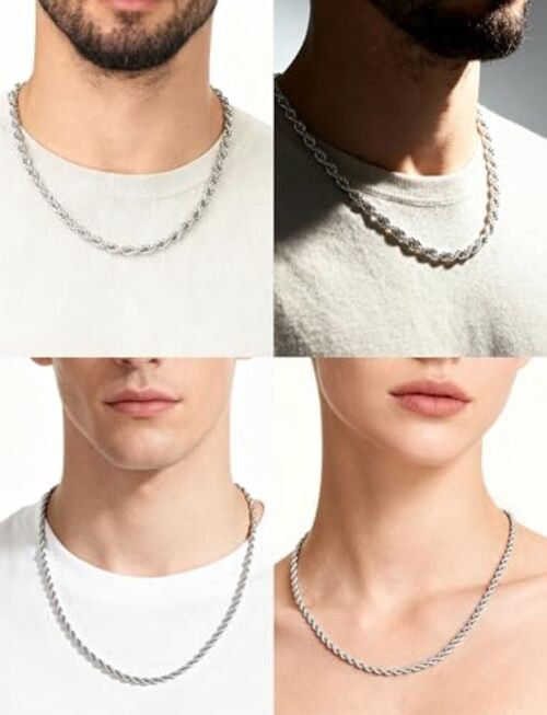Twist Chain Necklace 2/3/5/8MM Braided Rope Chain Necklace for Men 20 inch 5 MM