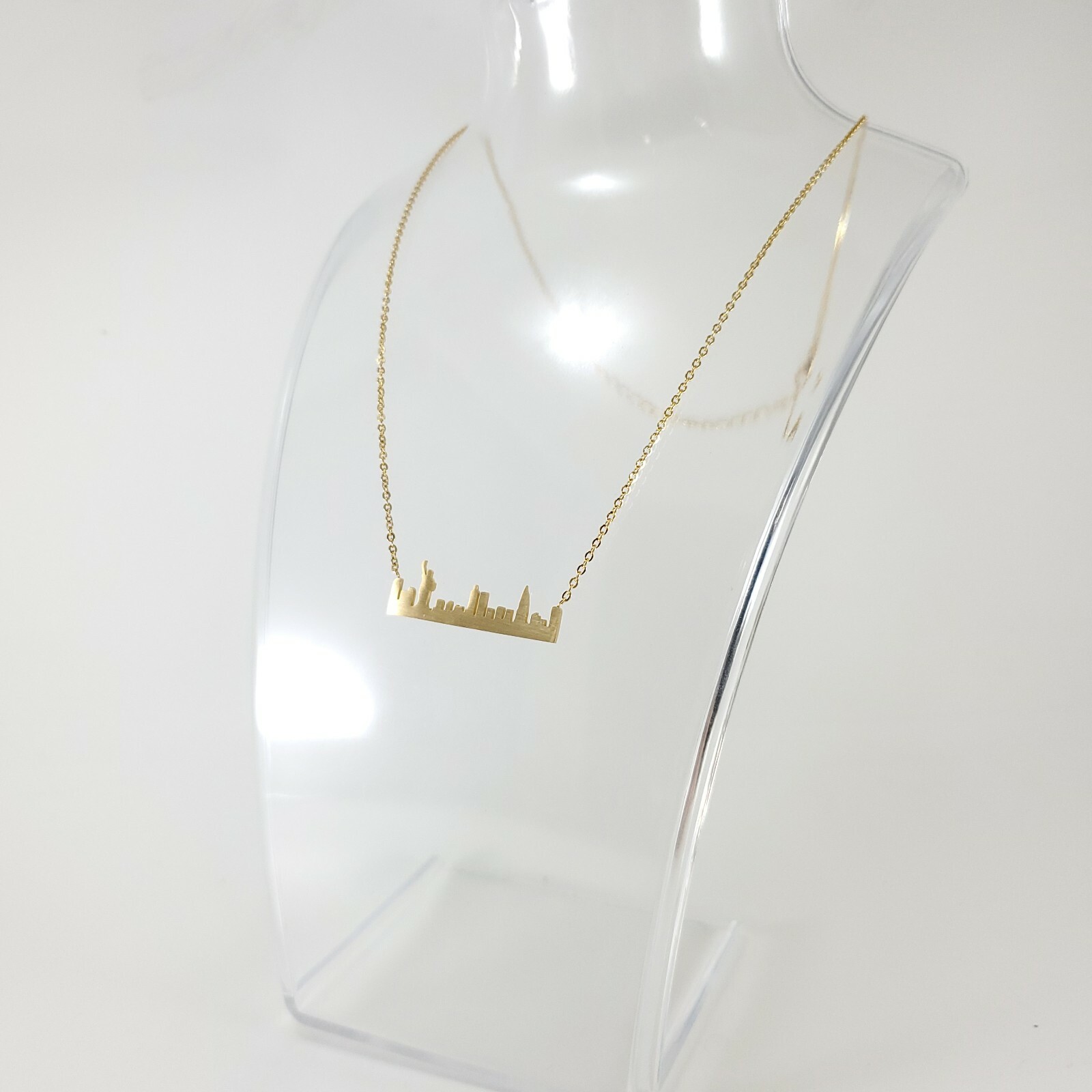New York City Skyline GOLD Plated Necklace NYC Manhattan Liberty Freedom