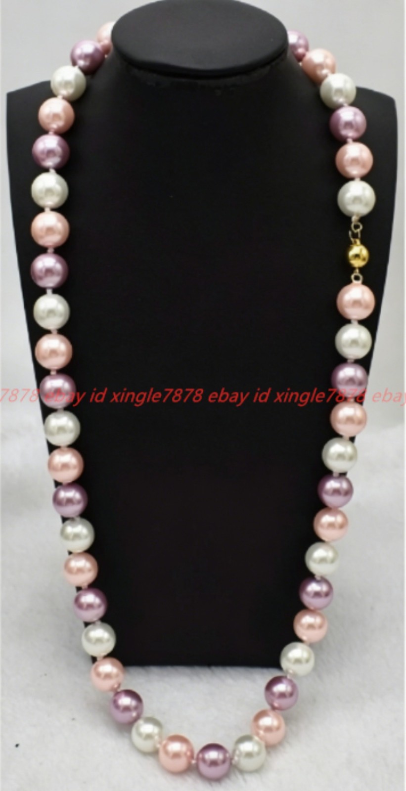 8/10/12mm White Pink Purple Shell Pearl (Not Pearl) Round Beads Necklace 16-36in