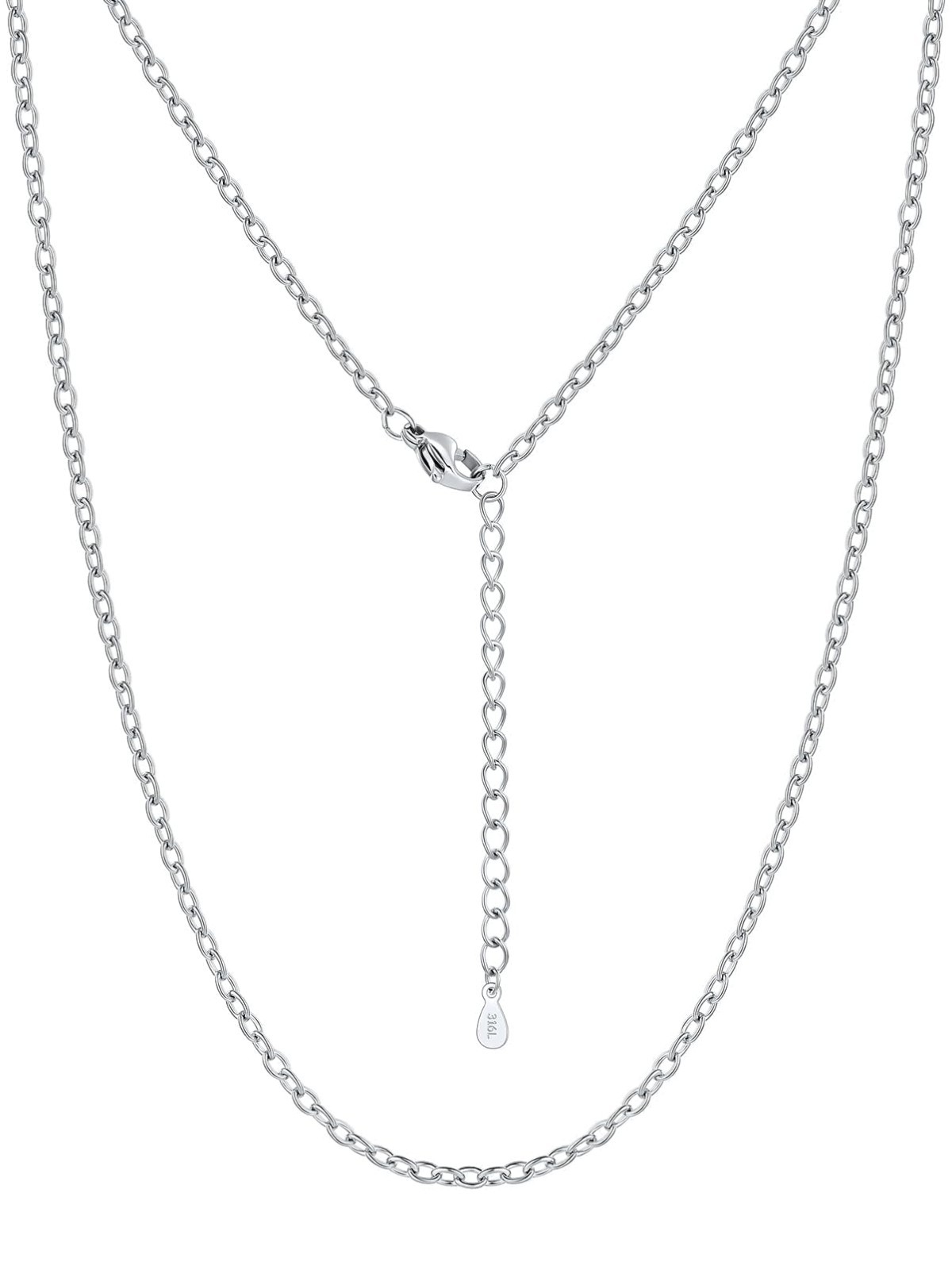 Elegant 2.5MM Silver Rolo Cable Necklace for Women – 316L Stainless Steel, Gold