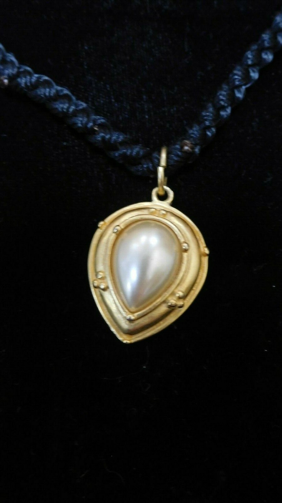 Braided Rope Cord Choker Necklace Faux Pearl Pendant Boho Jewelry
