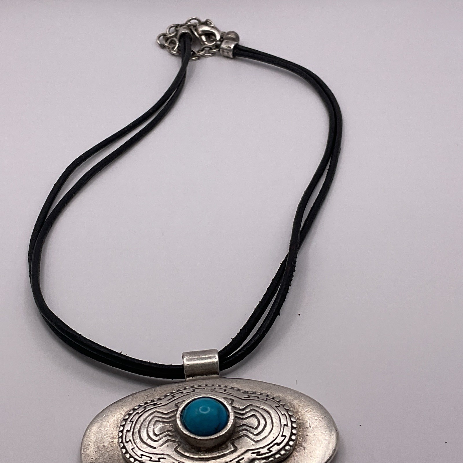 Vintage Chico’s Oval Pendant Necklace with Turquoise Accent