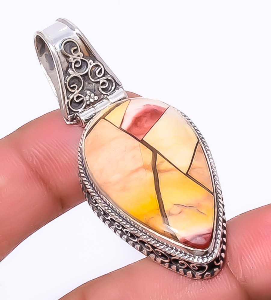 Brecciated Mookaite 925 Sterling Silver Fine Art Pendant 2.15″ A369 Gift for her